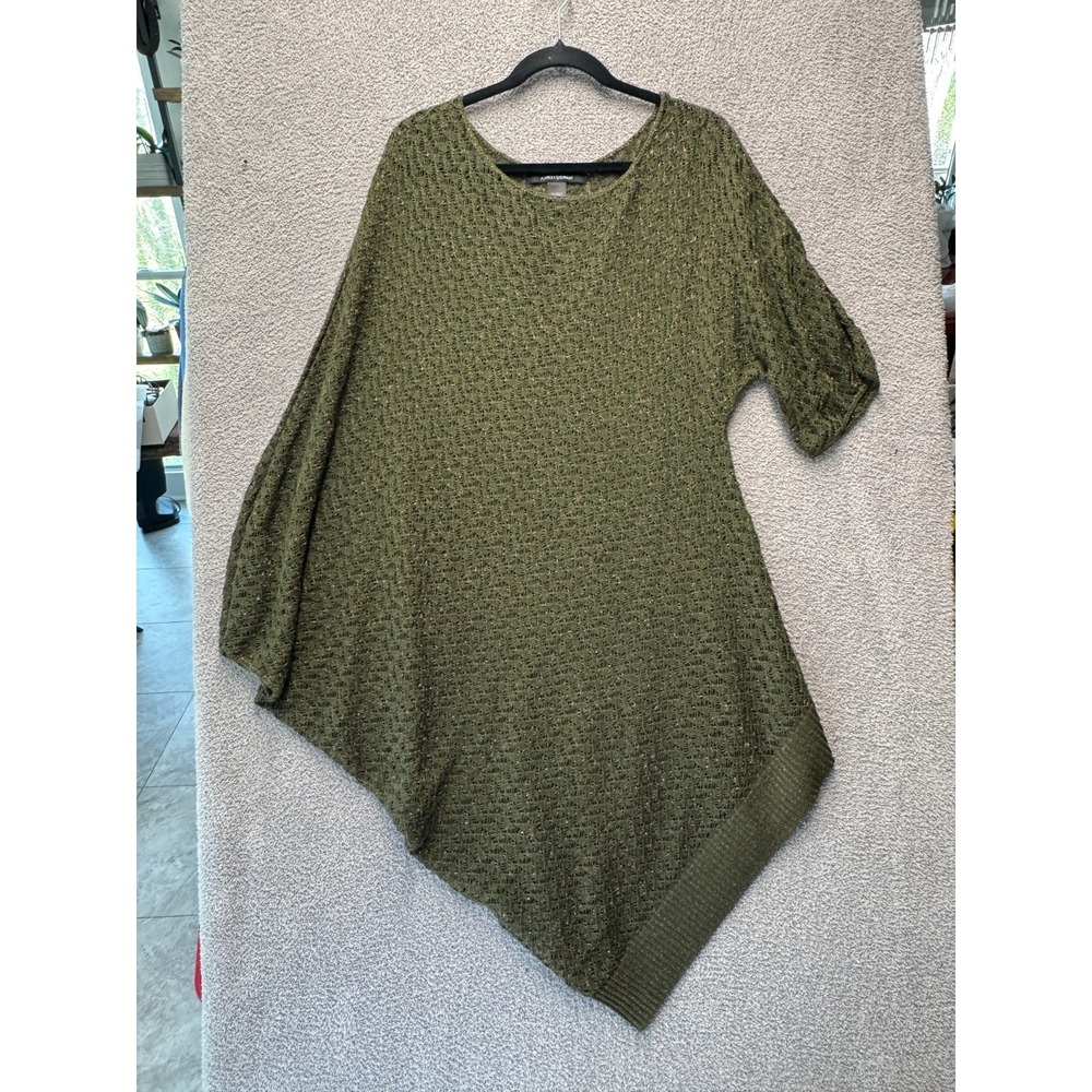 Boho Open‎ Knit Gold Shimmer Sweater Olive Lightweight Festival Top 18 20